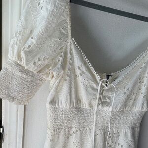 Alice + Olivia Crawford Eyelet Minidress Cotton Silk Blend